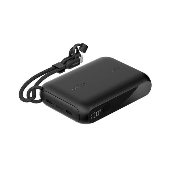 Belkin BoostCharge 10K mAh Power Bank with Display + USB-C to USB-C Cable 60W (15CM) - Black (BPB027fqBK), 20W, 2x USB-C Ports, 2 Years Warranty - Leader Electronics