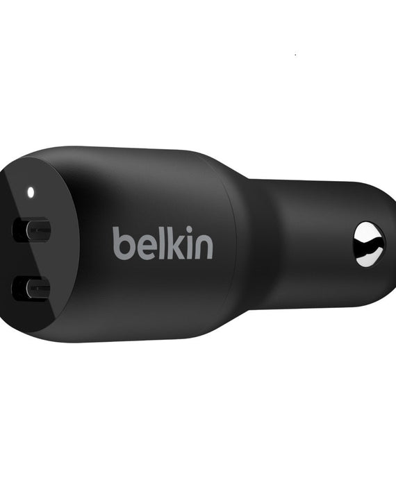 Belkin BoostCharge 36W Dual USB-C Car Charger - Black (CCB002btBK), 2xUSB-C (18W), Safe & Optimized, Apple iPhone, CEW $2,500, 2 Years Warranty - Leader Electronics