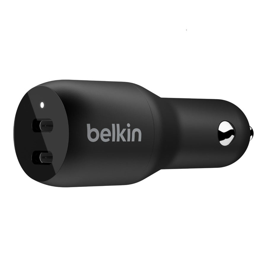 Belkin BoostCharge 36W Dual USB-C Car Charger - Black (CCB002btBK), 2xUSB-C (18W), Safe & Optimized, Apple iPhone, CEW $2,500, 2 Years Warranty - Leader Electronics