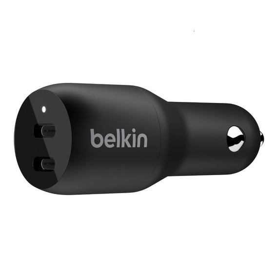 Belkin BoostCharge 36W Dual USB-C Car Charger - Black (CCB002btBK), 2xUSB-C (18W), Safe & Optimized, Apple iPhone, CEW $2,500, 2 Years Warranty - Leader Electronics