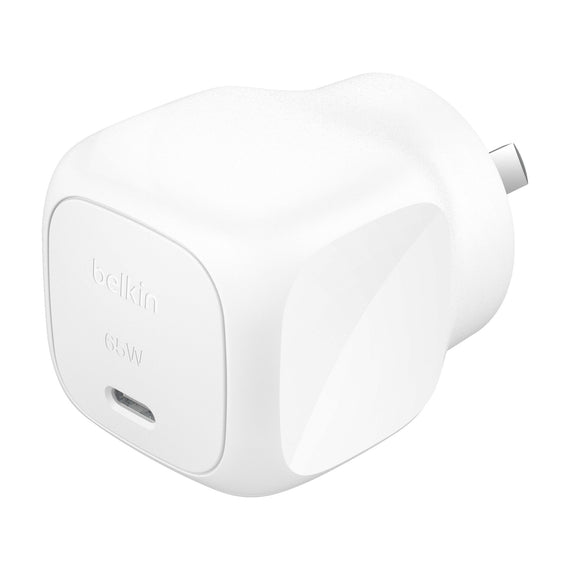 Belkin BoostCharge 65W USB-C PD 3.1 Cubic Wall Charger - White (WCA011auWH), Portable & Powerful, Laptop, Tablets, CEW $2500, 2 Years Warranty - Leader Electronics