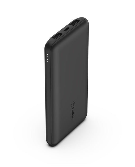 Belkin BoostCharge CCC-Certified 10k mAh Power Bank (Triple-Port) + USB-C to USB-A Cable - Black (BPB011BTBK), 2xUSB-A (12W), 2 Years Warranty - Leader Electronics