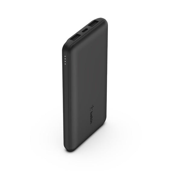 Belkin BoostCharge CCC-Certified 10k mAh Power Bank (Triple-Port) + USB-C to USB-A Cable - Black (BPB011BTBK), 2xUSB-A (12W), 2 Years Warranty - Leader Electronics