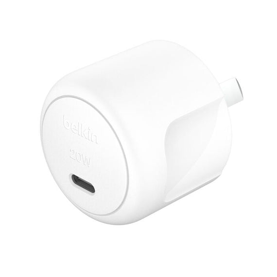 Belkin BoostCharge Compact USB-C Charger 20W - White, USB-C PD 3.1, Compact and travel-friendly, CEW $2,500, 100% plastic-free, 2-year warranty - Leader Electronics