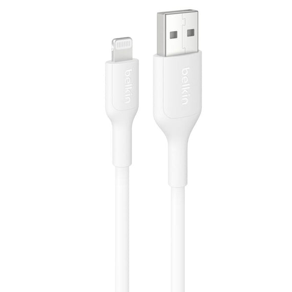 Belkin BoostCharge Lightning to USB-A Cable (1M) - White (CAA019fq1MWH), 2.4A/15W, 480Mbps, 300K+ Bends, Apple iPhone, iPad, 2 Years Warranty - Leader Electronics