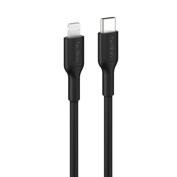 Belkin BoostCharge Lightning to USB-C Cable (1M) - Black (CAA021FQ1MBK), 3A/15W, 480MBPS, 300K+ Bends, Apple iPhone, iPad, Durable, 2 Years Warranty - Leader Electronics