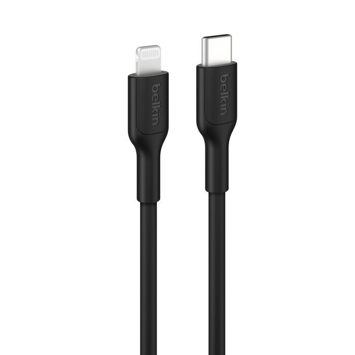 Belkin BoostCharge Lightning to USB-C Cable (1M) - Black (CAA021FQ1MBK), 3A/15W, 480MBPS, 300K+ Bends, Apple iPhone, iPad, Durable, 2 Years Warranty - Leader Electronics