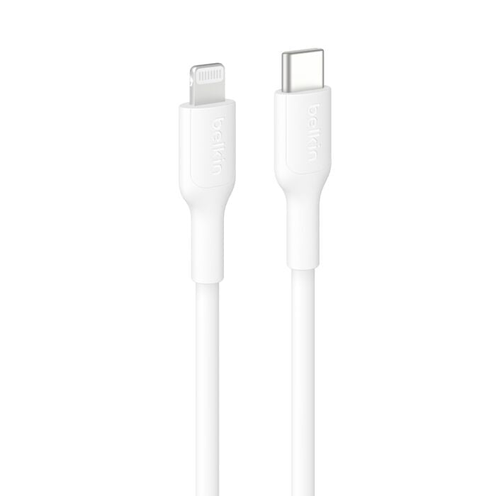Belkin BoostCharge Lightning to USB-C Cable (1M) - White (CAA021FQ1MWH), 3A/15W, 480MBPS, 300K+ Bends, Apple iPhone, MFI-Certified, 2 Years Warranty - Leader Electronics