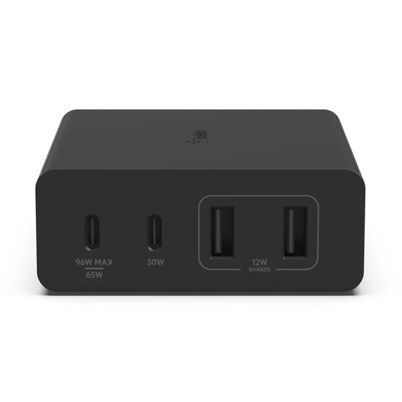Belkin BoostCharge Pro 108W USB-C (PD 3.0) 4-Port GaN Wall Charger - Black (WCH010auBK), 2xUSB-C, 2xUSB-A, Compact Laptop Charger, 2 Years Warranty - Leader Electronics