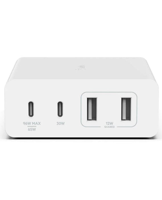 Belkin BoostCharge Pro 108W USB-C (PD 3.0) 4-Port GaN Wall Charger - White (WCH010auWH), 2xUSB-C, 2xUSB-A, Compact Laptop Charger, 2 Years Warranty - Leader Electronics