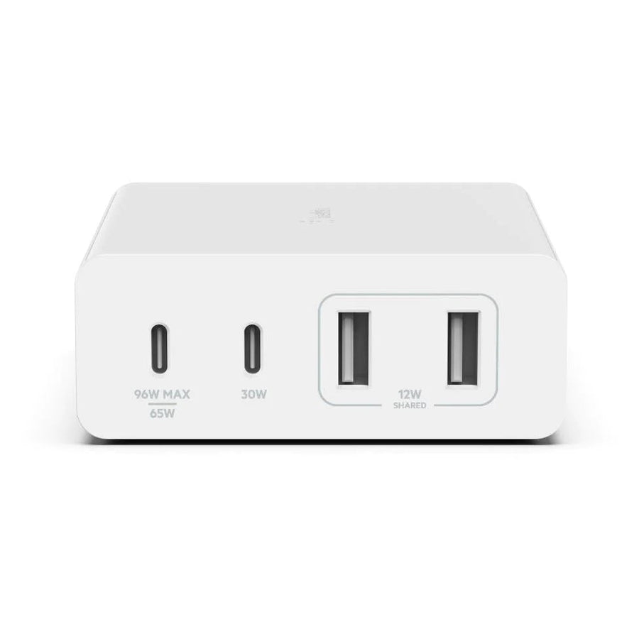 Belkin BoostCharge Pro 108W USB-C (PD 3.0) 4-Port GaN Wall Charger - White (WCH010auWH), 2xUSB-C, 2xUSB-A, Compact Laptop Charger, 2 Years Warranty - Leader Electronics