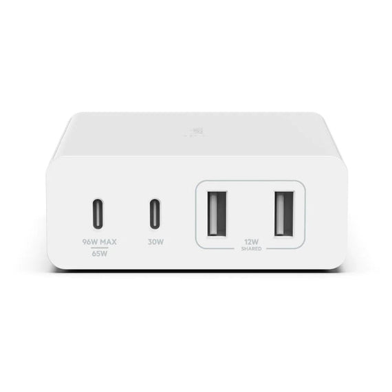 Belkin BoostCharge Pro 108W USB-C (PD 3.0) 4-Port GaN Wall Charger - White (WCH010auWH), 2xUSB-C, 2xUSB-A, Compact Laptop Charger, 2 Years Warranty - Leader Electronics