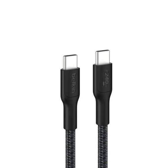 Belkin BoostCharge Pro Braided USB-C to USB-C Cable (3M) - Black (CAB025fq3MBK), 5A/240W, 480Mbps, 350K+ Bend, USB-IF Certified, 2 Years Warranty - Leader Electronics