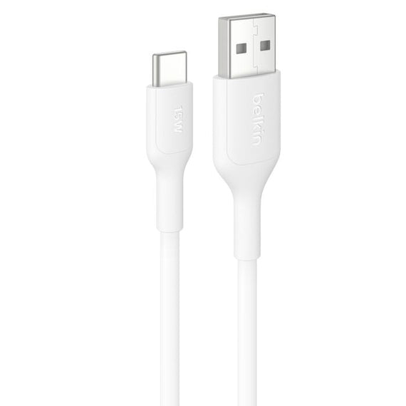 Belkin BoostCharge USB-C to USB-A Cable (1M) - White (CAB021fq1MWH),3A/15W, 480MBPS, 300K+ Bends, Apple, Samsung, USB-IF Certified,2 Years Warranty - Leader Electronics