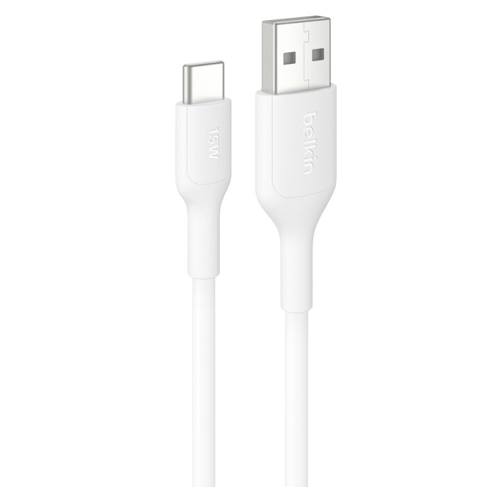 Belkin BoostCharge USB-C to USB-A Cable (2M) - White (CAB021fq2MWH),3A/15W, 480MBPS, 300K+ Bends, Apple, Samsung, USB-IF Certified,2 Years Warranty - Leader Electronics