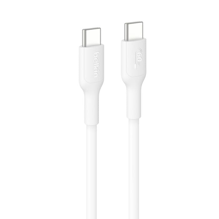 Belkin BoostCharge USB-C to USB-C Cable (1M) - White (CAB023fq1MWH), 3A/60W, 480Mbps, 300K+ Bends, Apple iPhone ,USB-IF Certified,2 Years Warranty - Leader Electronics