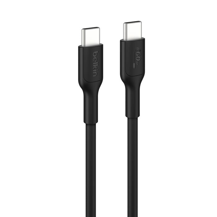 Belkin BoostCharge USB-C to USB-C Cable (2M) - Black (CAB023FQ2MBK), 3A/60W, 480Mbps, 300K+ Bends,  Apple iPhone ,USB-IF Certified,2 Years Warranty - Leader Electronics