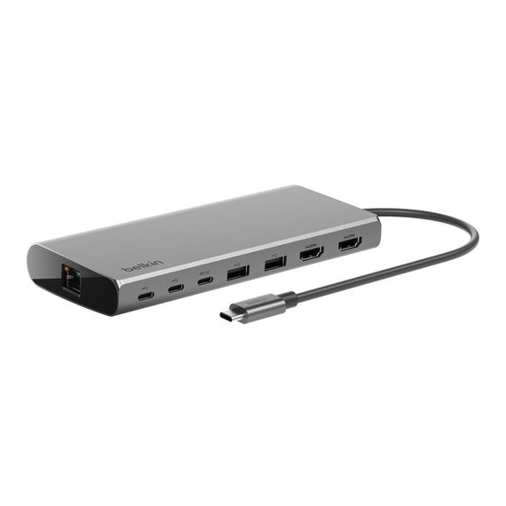 Belkin Connect Universal USB-C 8-in-1 Dual Display Core Hub - Space Grey (INC015btSGY-CZ), 100W PD, 10Gbps, 2x USB-C, Silicon Motion, 2 Years Warranty - Leader Electronics