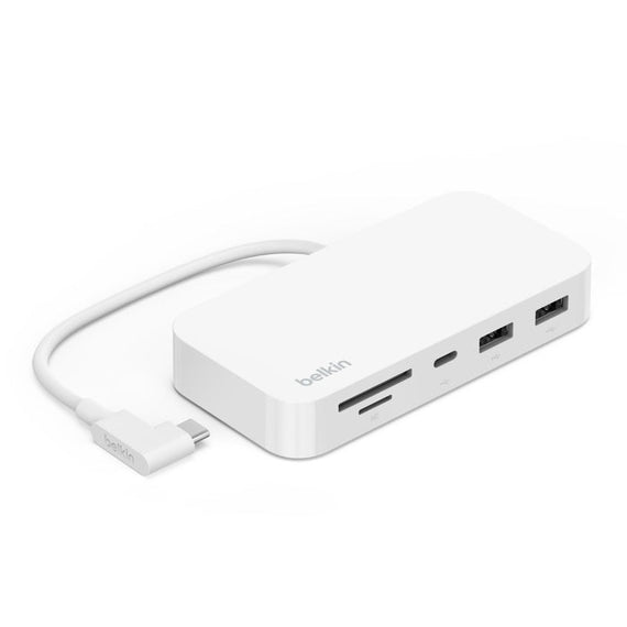 Belkin Connect USB-C 6-in-1 Multiport Hub with Mount - White (INC011btWH), 10Gbps, 2x USB-A, USB-C, SD 3.0 & MicroSD Card Reader, 2 Years Warranty - Leader Electronics
