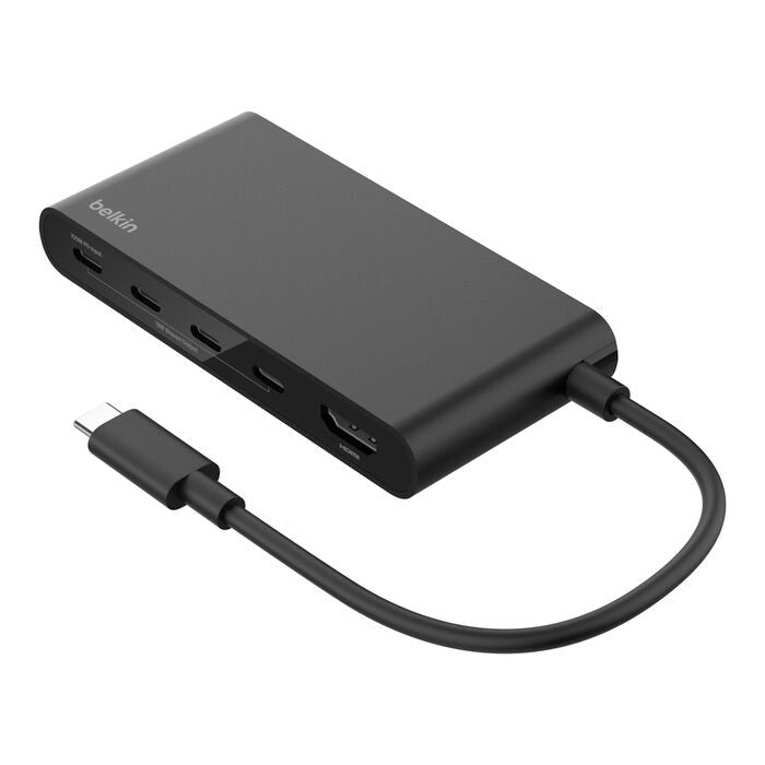 Belkin Connect USB-C to 5-Port USB-C Hub - Black (AVC021fqBK), 100W PD, 10Gbps, 1x 4K HDMI, 4x USB-C, 4K@60Hz, Fire-Resistant, 2 Years Warranty - Leader Electronics