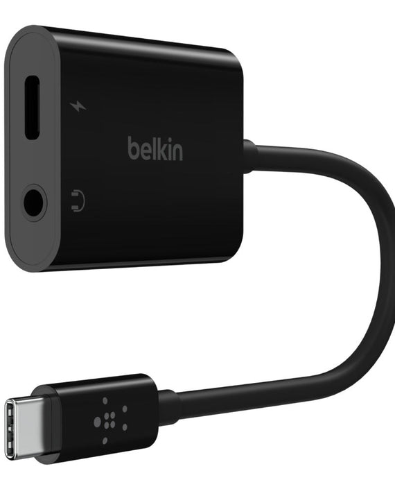 Belkin RockStar 3.5mm Audio + USB-C PD Charge Adapter - Black (NPA004btBK), 60W, Superior Audio, 2-in1 Solution, Apple iPhone, 2 Years Warranty - Leader Electronics