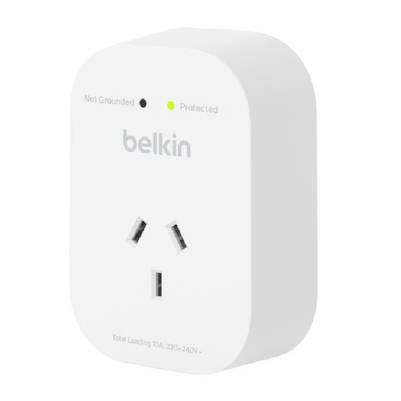 Belkin SurgePro 1-Outlet Surge Protection - White (SRA010AU), 1800 Joules Protection, RCM Safety Certified, CEW $30,000, 2 Years Warranty - Leader Electronics