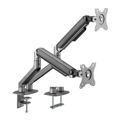 Brateck Dual Monitor Economical Spring-Assisted Monitor Arm Fit Most 17'-32' Monitors, Up to 9kg per screen VESA 75x75/100x100 Space Grey - Leader Electronics