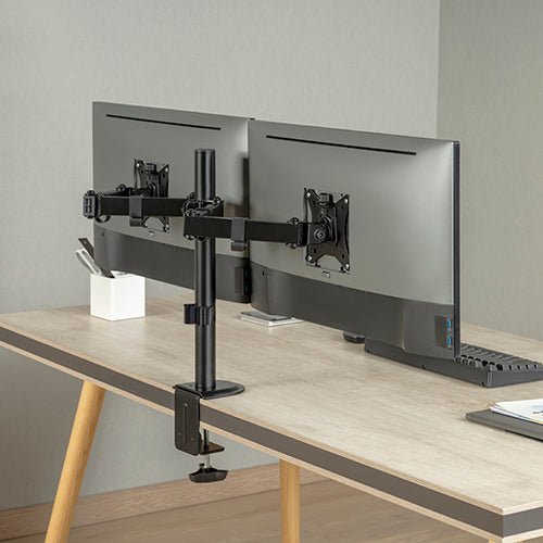 Brateck Dual-Monitor Steel Articulating Monitor Mount Fit Most 17'-32' Monitor Up to 20KG VESA 75x75,100x100(Black)(NEW) - Leader Electronics