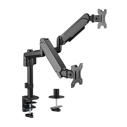 Brateck Dual Monitors Pole-Mounted Gas Spring Monitor Arm Fit Most 17'-32' Monitors Up to 9kg per screen VESA 75x75/100x100 - Leader Electronics