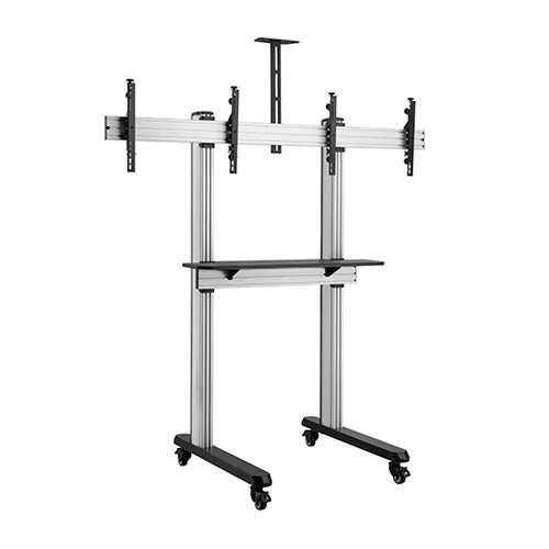 Brateck Dual Screen Video Conferencing TV Cart for 45'-55' TVs Up to 50kg each, Fine Texture Grey, 2009x1000x2460mm (LS) - Leader Electronics