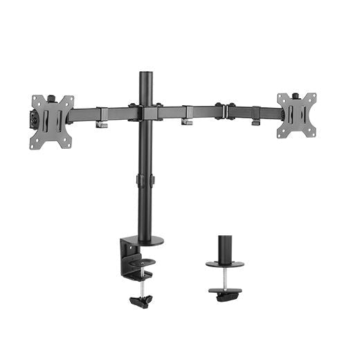 Brateck Dual Screens Economical Double Joint Articulating Steel Monitor Arm Fit Most 13’’-32’’ Monitors Up to 8kg per screen VESA 75x75/100x10 - Leader Electronics