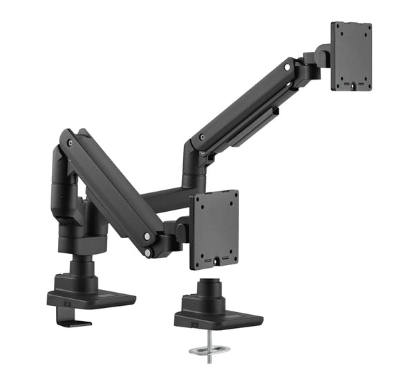 Brateck Fabulous Pole-Mounted Gas Spring Dual Monitor Arm Fit Most 17'-35' Monitors, Up to 20kg per screen VESA 75x75/100x100 Fine Texture Black （LS） - Leader Electronics