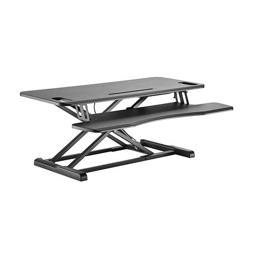 Brateck Gas Spring Sit Stand Desk Converter (950x615x110~505mm)with Keyboard Tray Deck(Standard MDF Board Surface (LS) - Leader Electronics