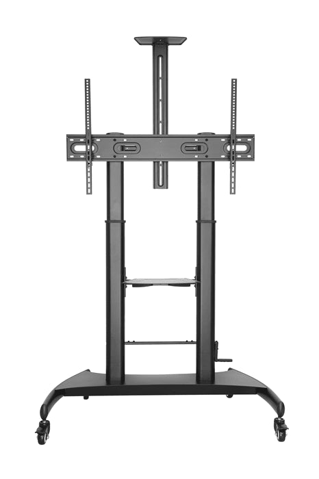 Brateck Large Screen Telescopic Height-Adjustable Steel TV Cart with Crank Handle Fit 60'-100' Up to 100kg- Matte Black （LS） - Leader Electronics