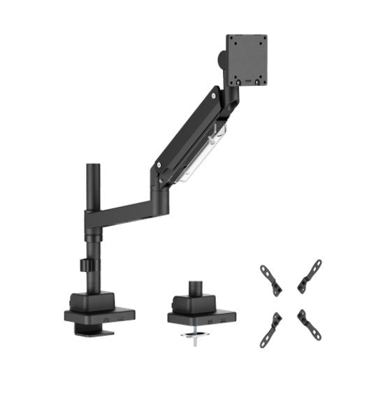 Brateck LDT80-C012P Super Heavy-Duty Pole-Mounted Gas Spring Monitor Arm, Matte Black, Fit Screen Size: 24'-57' Up to 27 KG （LS） - Leader Electronics