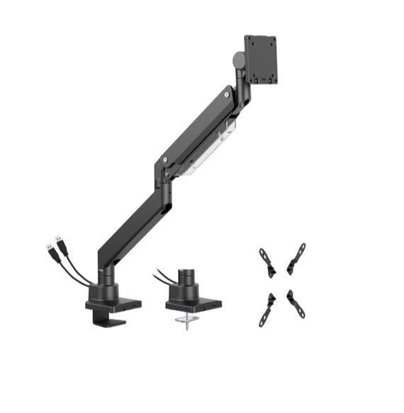 Brateck LDT80-C012UC SUPER HEAVY-DUTY GAS SPRING MONITOR ARM WITH USB-A AND USB-C PORTS For most 17'~57' Monitors, Matte Black(New) - Leader Electronics