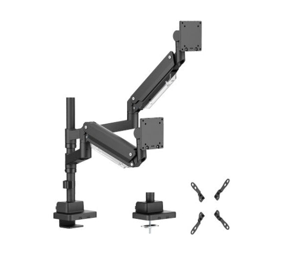 Brateck LDT80-C024P Matte Black Super Heavy-Duty Pole-Mounted Gas Spring Dual Monitor Arm For most 24'-57' Monitors (LS) - Leader Electronics
