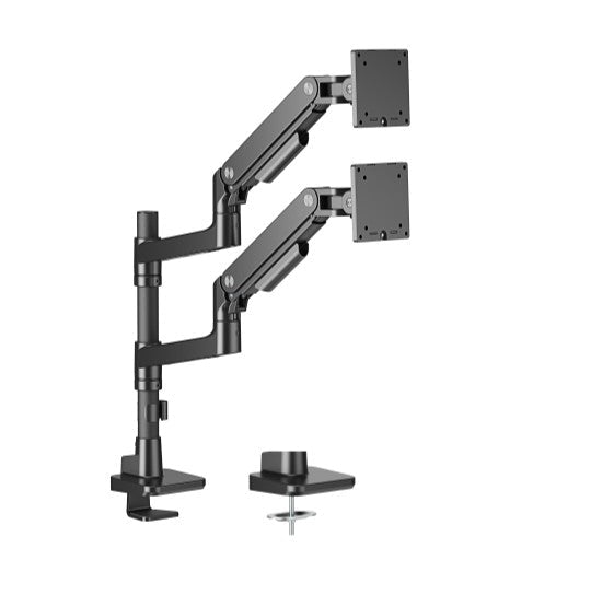 Brateck LDT81-C024P-B NOTEWORTHY POLE-MOUNTED HEAVY-DUTY GAS SPRING DUAL MONITOR ARM Fit Most 17'-49' Monitor Fine Texture Black(new) - Leader Electronics