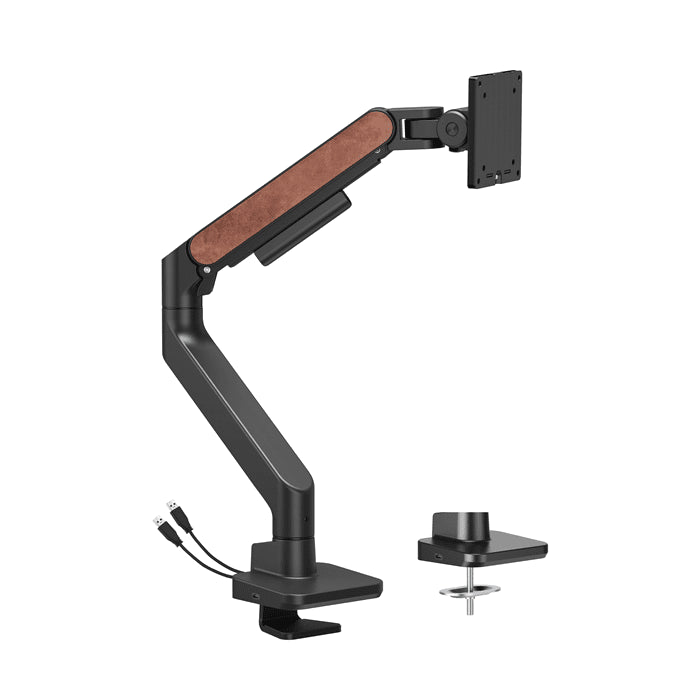 Brateck LDT81N-C012UC Fusion Heavy-Duty Gas Spring Monitor Arm with USB-A/USB-C Ports For most 17'~49' Monitors, Fine Texture Black(New) - Leader Electronics