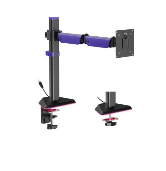 Brateck LDT89-C012L Articulating RGB Lighting Gaming Monitor Arm Matte Black, Fit Screen Size: 17'-40' Up to 12 KG (LS) - Leader Electronics