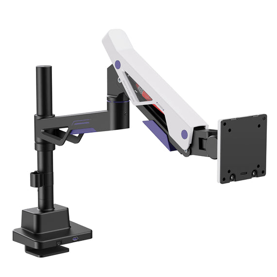 Brateck LDT95-C012UCP Atlas Neo Gaming Pole-Mounted Monitor Arm with USB-A & USB-C Ports For most 24'~57' Monitors, Matte Black & White (new) - Leader Electronics