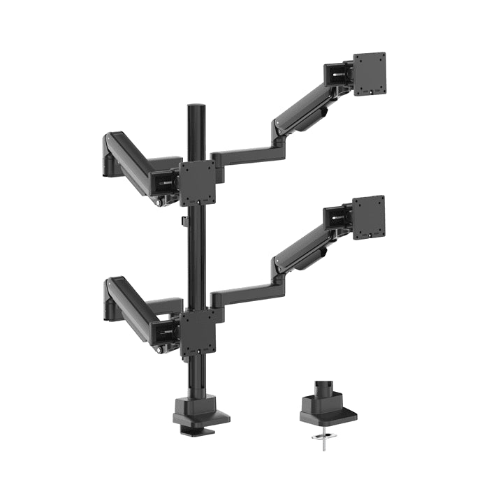 Brateck Modular Mechanical Spring Quad Monitor Arm with Sliders, from 17'-40', weight capacity (per flat screen) 11kg, 180° Rotation (LS) - Leader Electronics