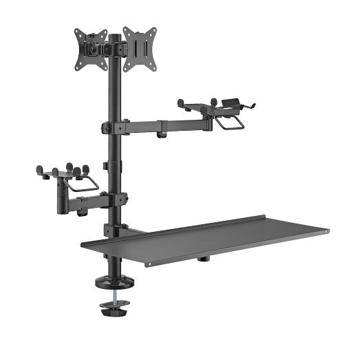 Brateck POS Mounting Solution For Dual Screens (with keyboard tray), Fit Screen Size:17'-32'm, Weight Capacity (per screen): 9kg (LS) - Leader Electronics