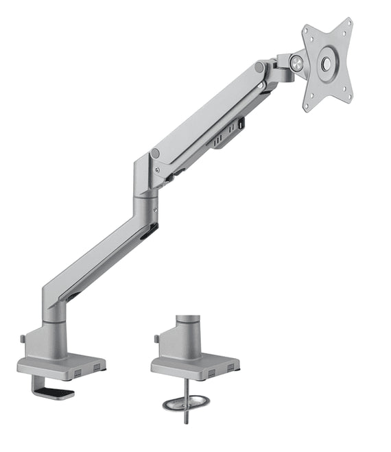 Brateck Single Monitor Thin Gas Spring Monitor Arm Fit Most 17'-32' Monitors, Up to 9kg per screen VESA 75x75/100x100 Matte Silver (LS) - Leader Electronics