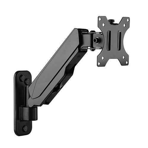 Brateck Single Screen Wall Mounted Gas Spring Monitor Arm,17'-32',Weight Capacity (per screen) 8kg; Matte Black (LS) - Leader Electronics