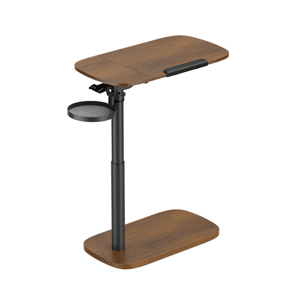 Brateck Storage-Savvy Height Adjustable Mobile Side Table, Gas-Lift Sit-Stand Desk, tabletop 723×400mm, weight capacity 10kg (Walnut) - Leader Electronics