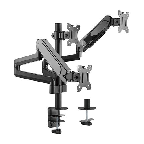Brateck Triple Monitors Pole-Mounted Gas Spring Monitor Arm Fit Most 17'-27' Monitors Up to 7kg per screen VESA 75x75/100x100 - Leader Electronics