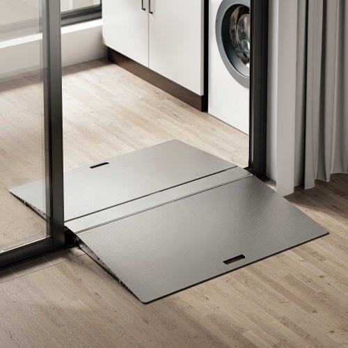 Brateck Two-Sided Aluminum Wheelchair Threshold Ramp, Silver Color, 1114x920x60mm, Weight Capacity 300kg (LS) - Leader Electronics