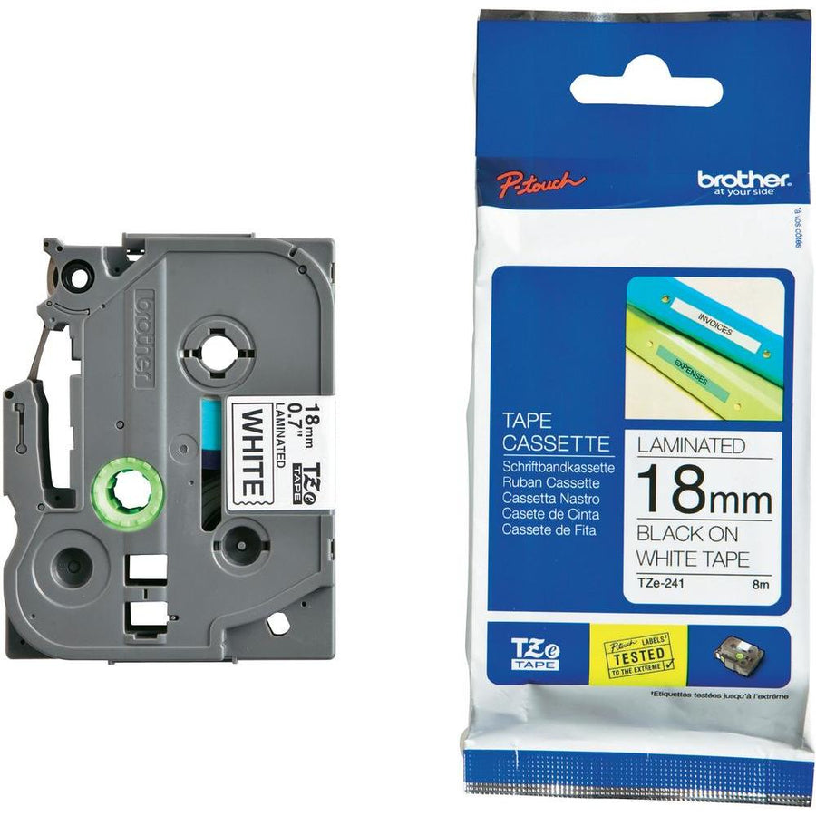 Brother 18mm Black on White TZE Tape - Leader Electronics