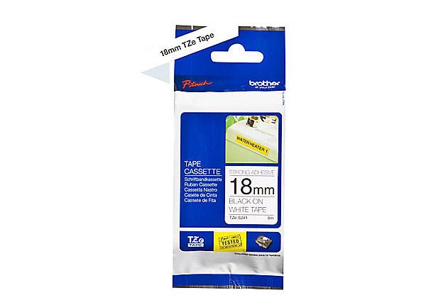 Brother 18MM Black White Tape Strong Adhesive TZE Tape - Leader Electronics